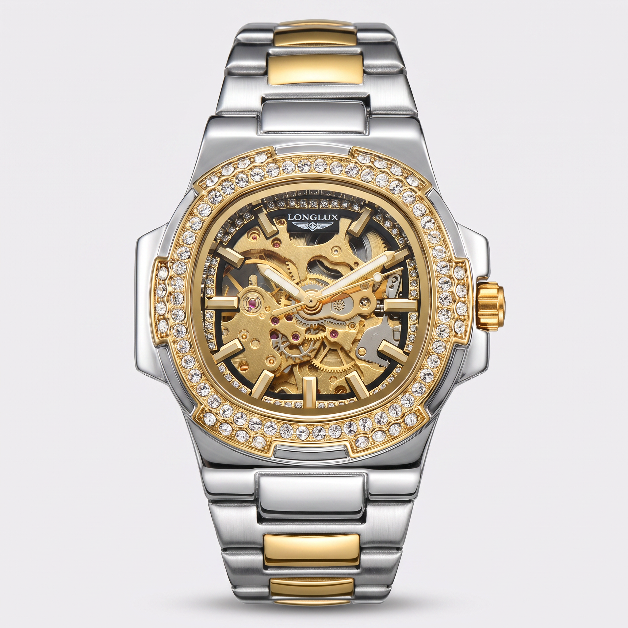 Monaco Skeleton Automatic Watch Gold black - frontal fundo branco