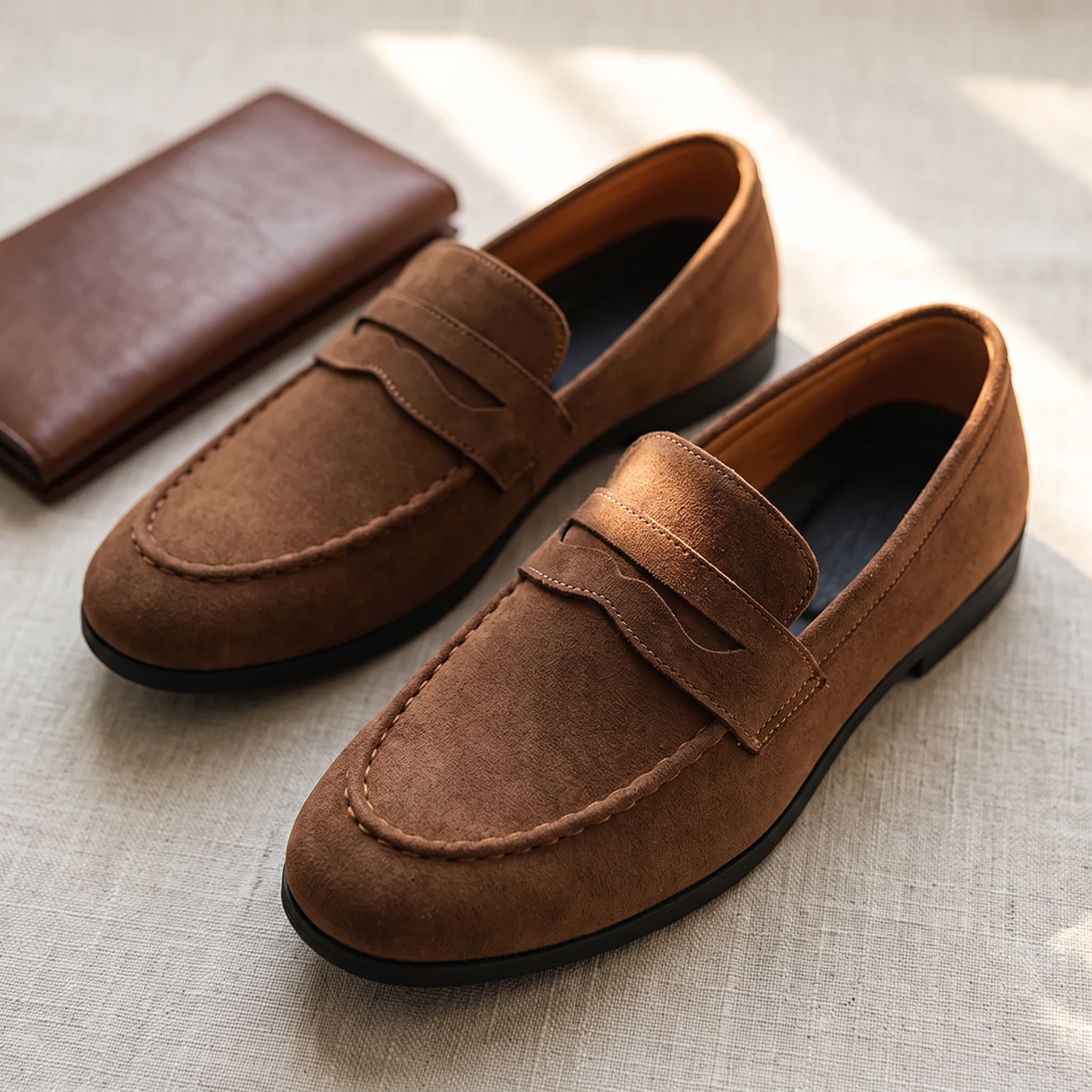 Florence Classic Loafer Brown - flat-lay com carteira